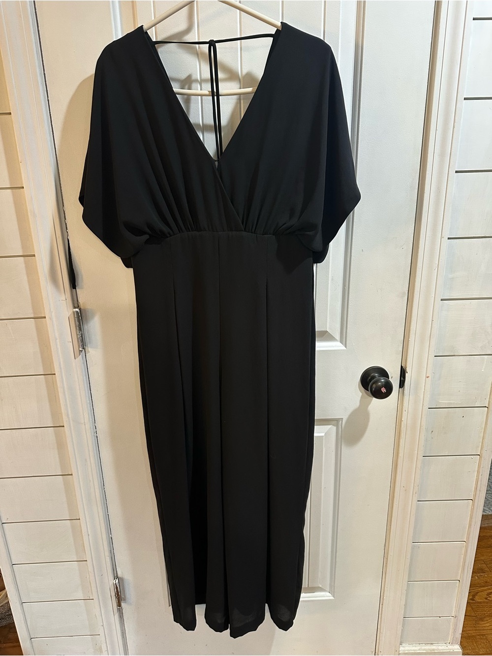 White House Black Market Black V-Neck Jumpsuit flowy cocktail party